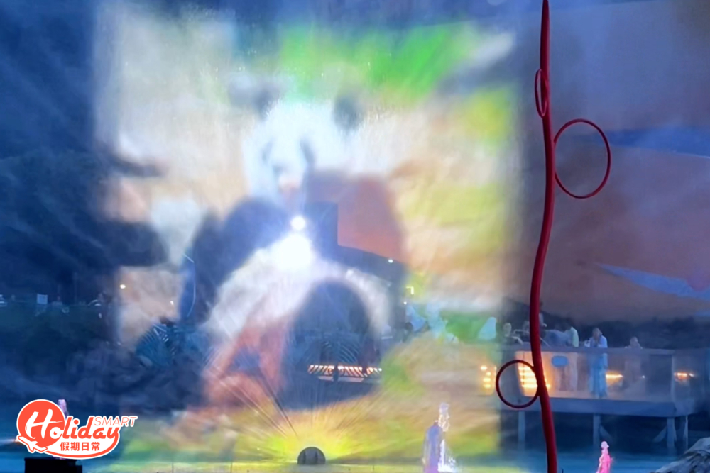 而今次最大亮點，就是大熊貓生日特別版光影盛夜，以「加加」和「得得」的大型光雕投影為主題。