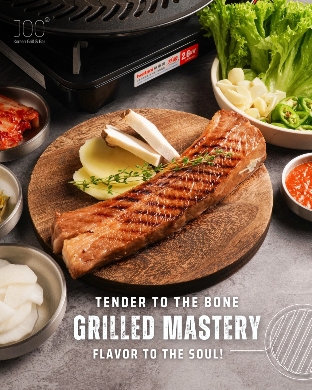 JOO Korean Grill & Bar主打融合傳統和創意的新式韓國菜,並設有室內及露天座位,環境寬敞舒適、氣氛輕鬆。