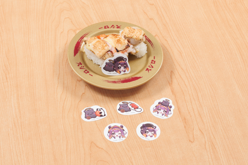 炙燒明太子3貫（$22）隨餐附贈聯乘限定插牌（共 6 款，款式隨機）