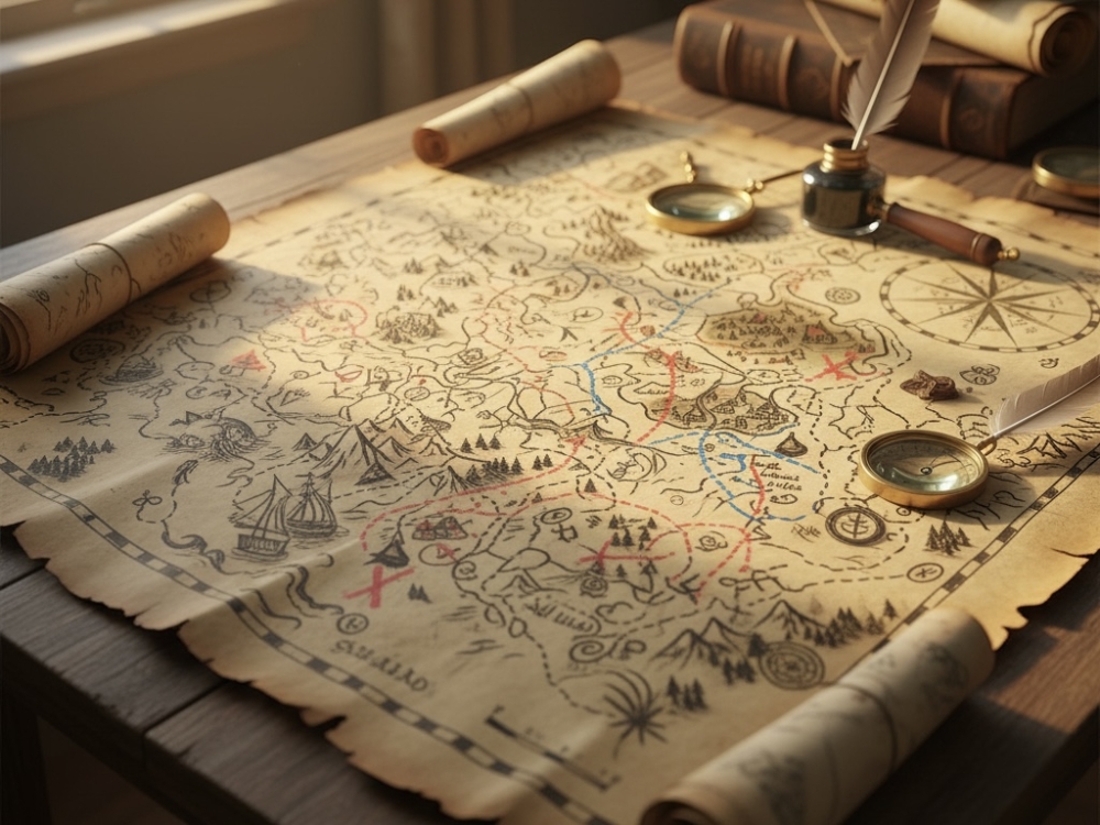 畫滿記號的舊地圖