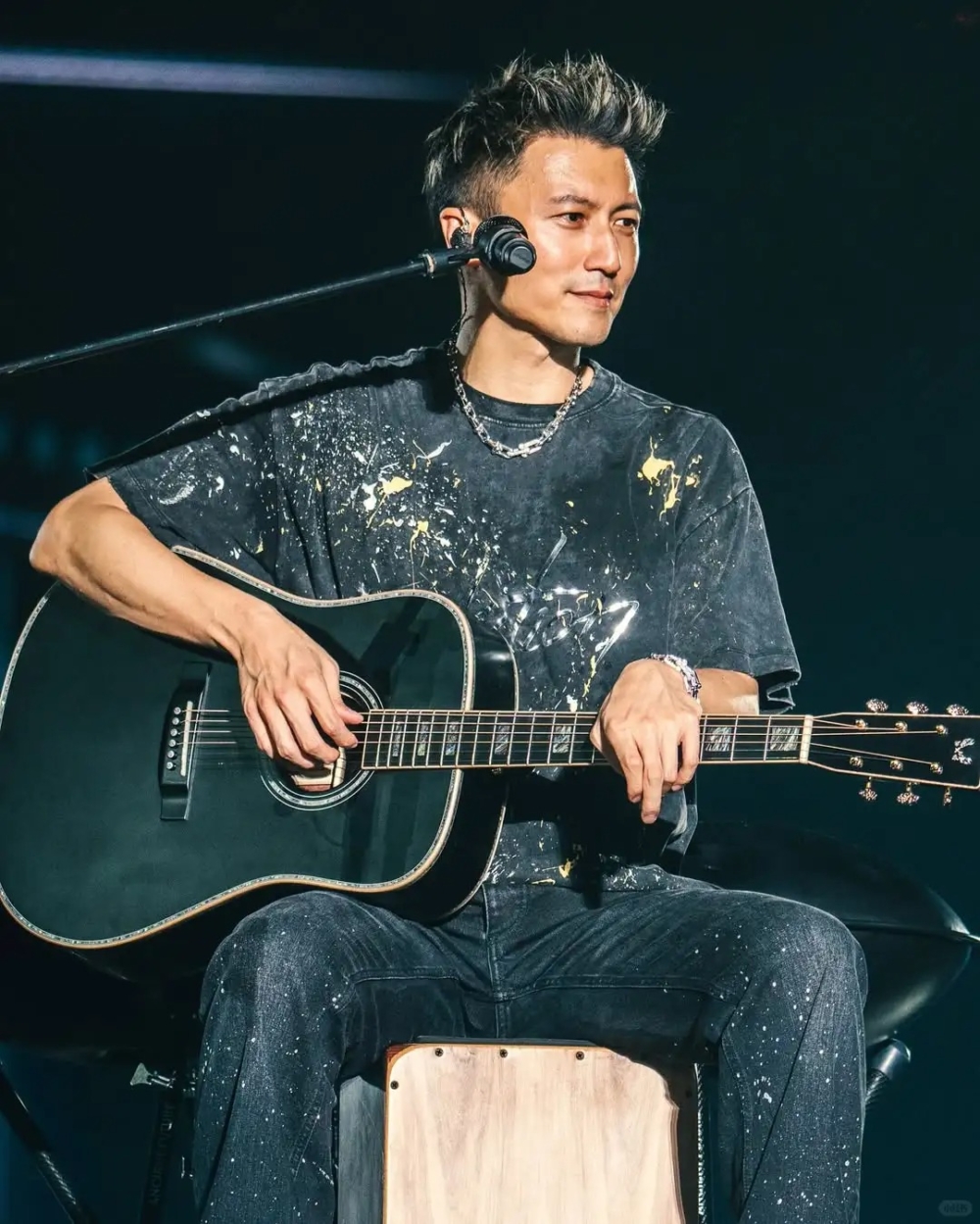 今次霆鋒在廣州開唱，彈奏的吉他上就被眼利的網友發現印有蝴蝶圖案！