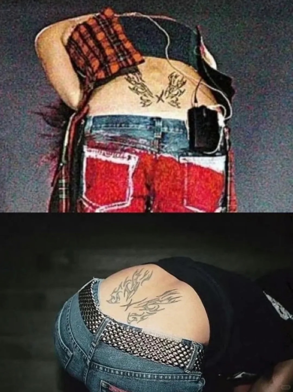 謝霆鋒與王菲早年曾被拍過，兩人背部下方，股溝上方有類似蝴蝶的紋身