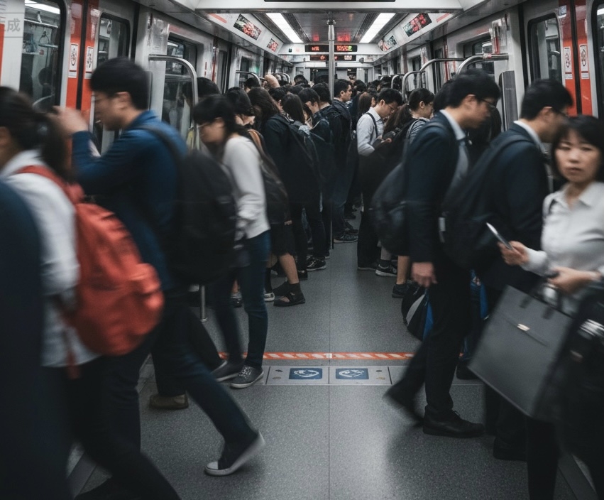 通勤港鐵上的人潮律動