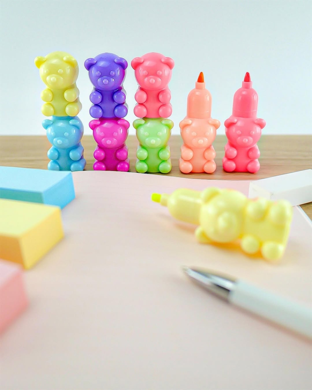 可以疊高高的小熊彩色畫筆