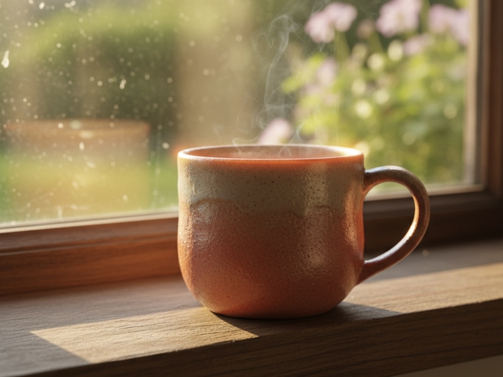 被陽光曬到暖笠笠的陶杯