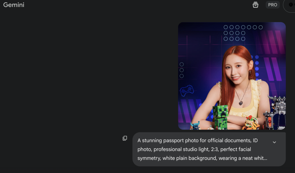 上傳實拍的正臉照片，輸入指令