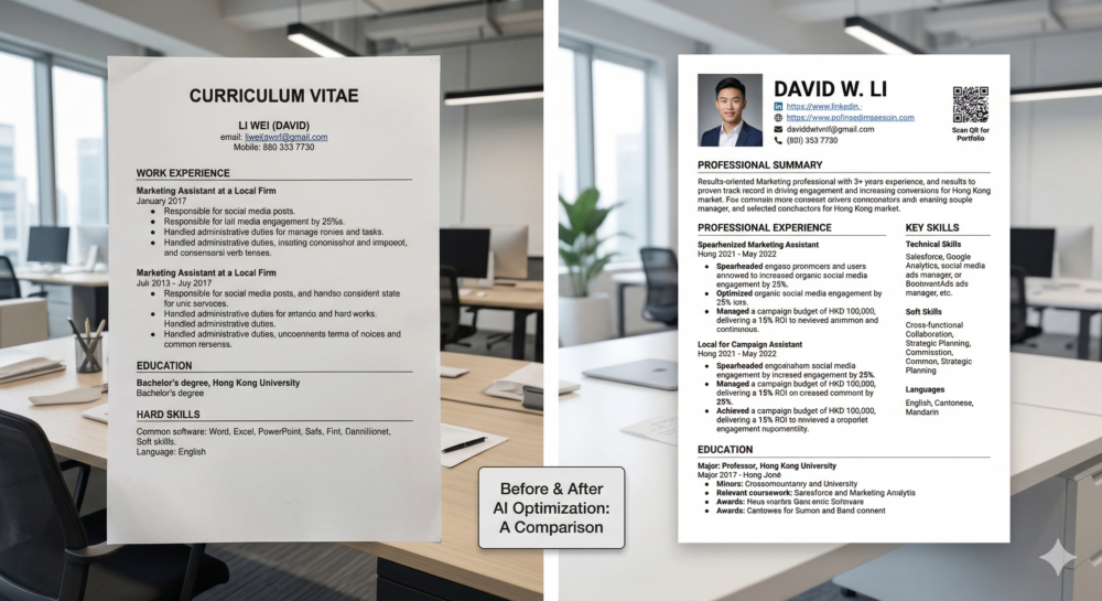 AI優化CV前後對比