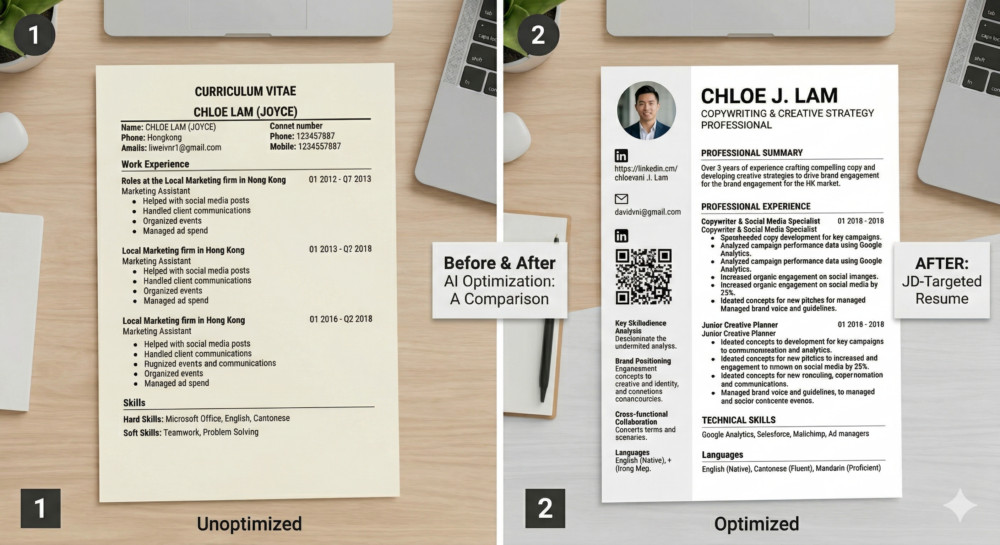 AI優化CV前後對比
