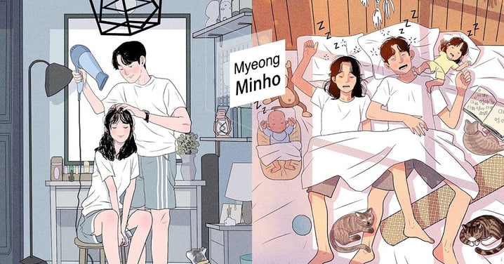 平凡而真實的幸福♥ 韓國插畫家從「情侶日常」畫到「育兒日常」暖心而療癒～