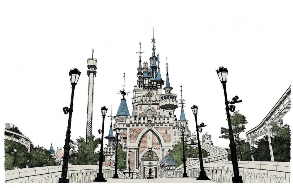 Thibaud Herem繪畫的遊樂園插畫