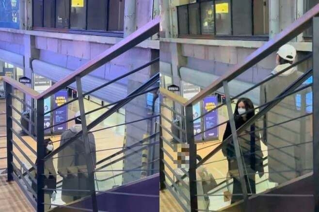 宋仲基與凱蒂娘家人們一起去看電影