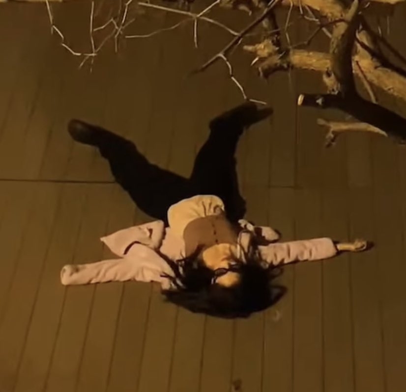 韓韶禧過年時醉倒樹下