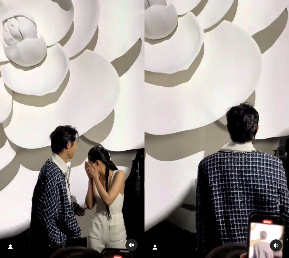 朴敘俊為表情管理中的Jennie擋住鏡頭