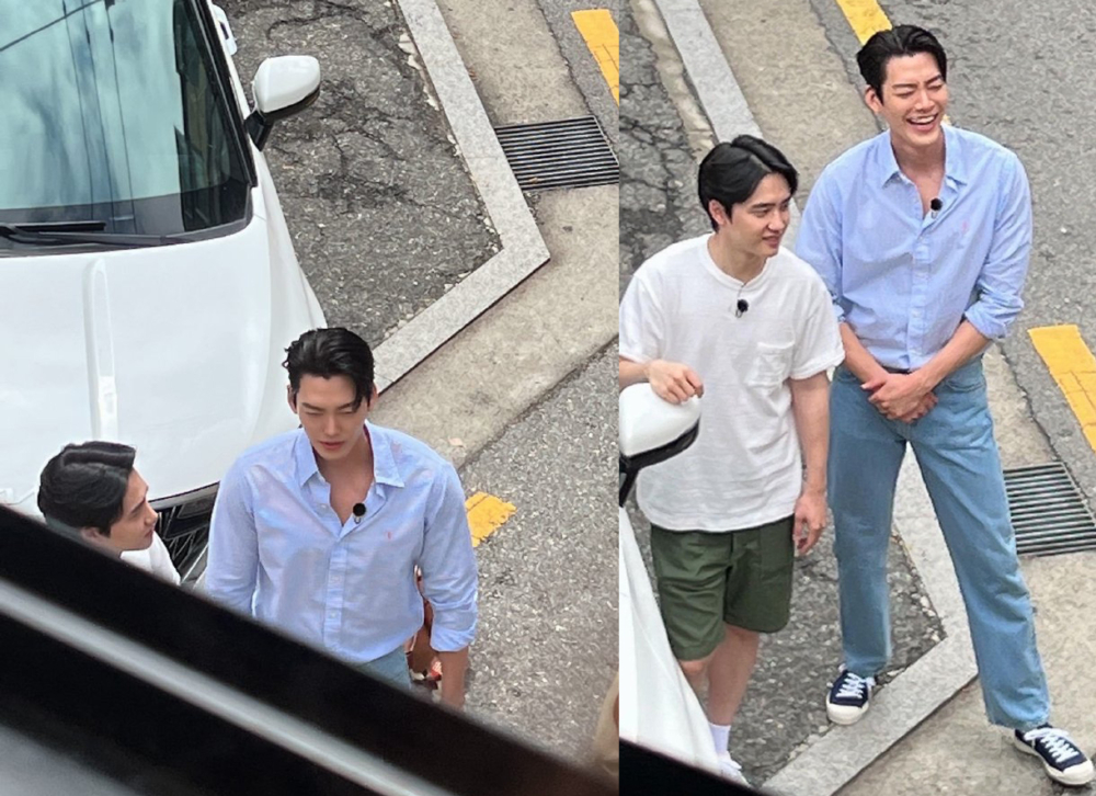 金宇彬與都敬秀戶外拍攝路透照