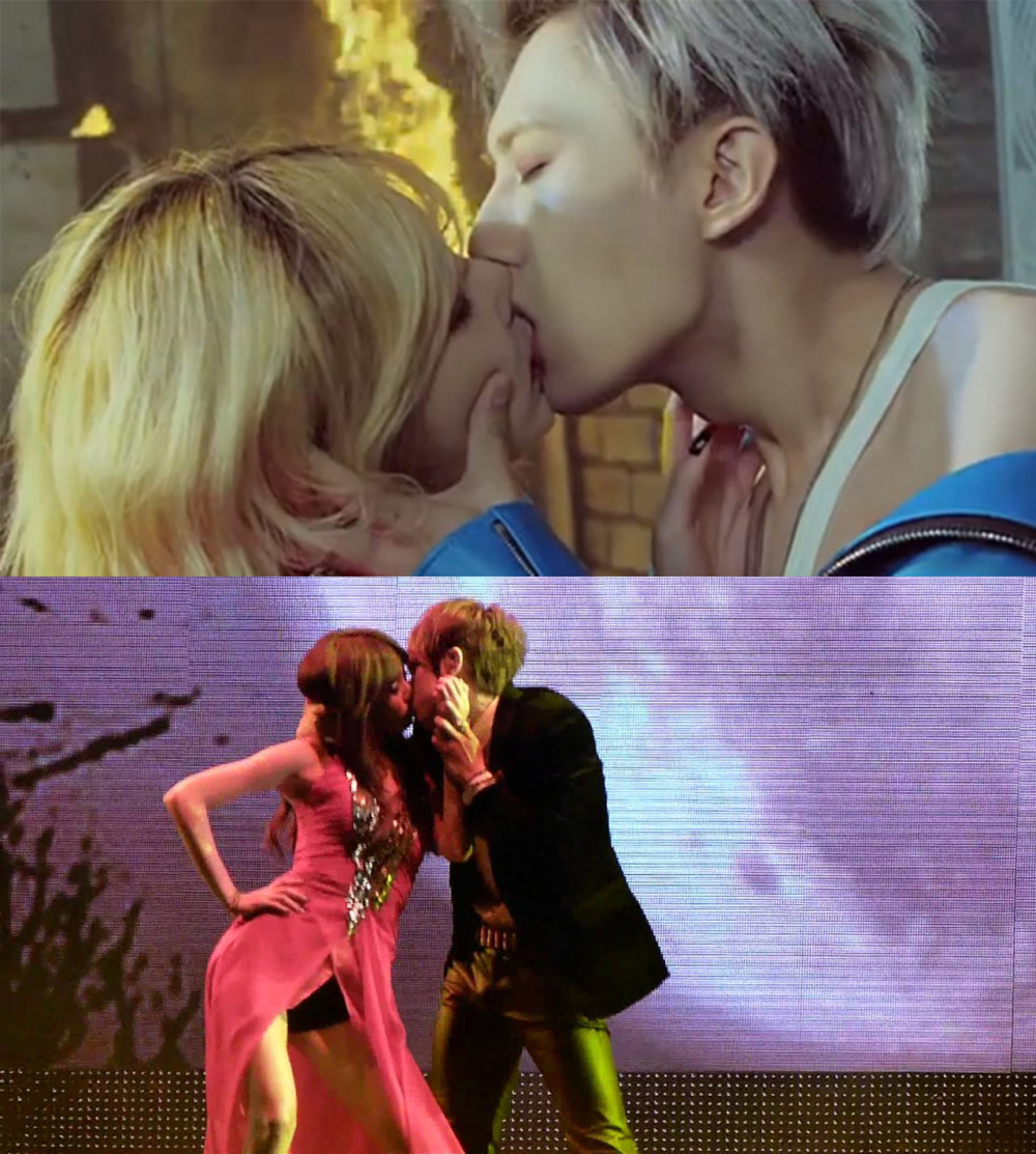 Trouble Maker的MV表演舞台都有不少火辣吻戲