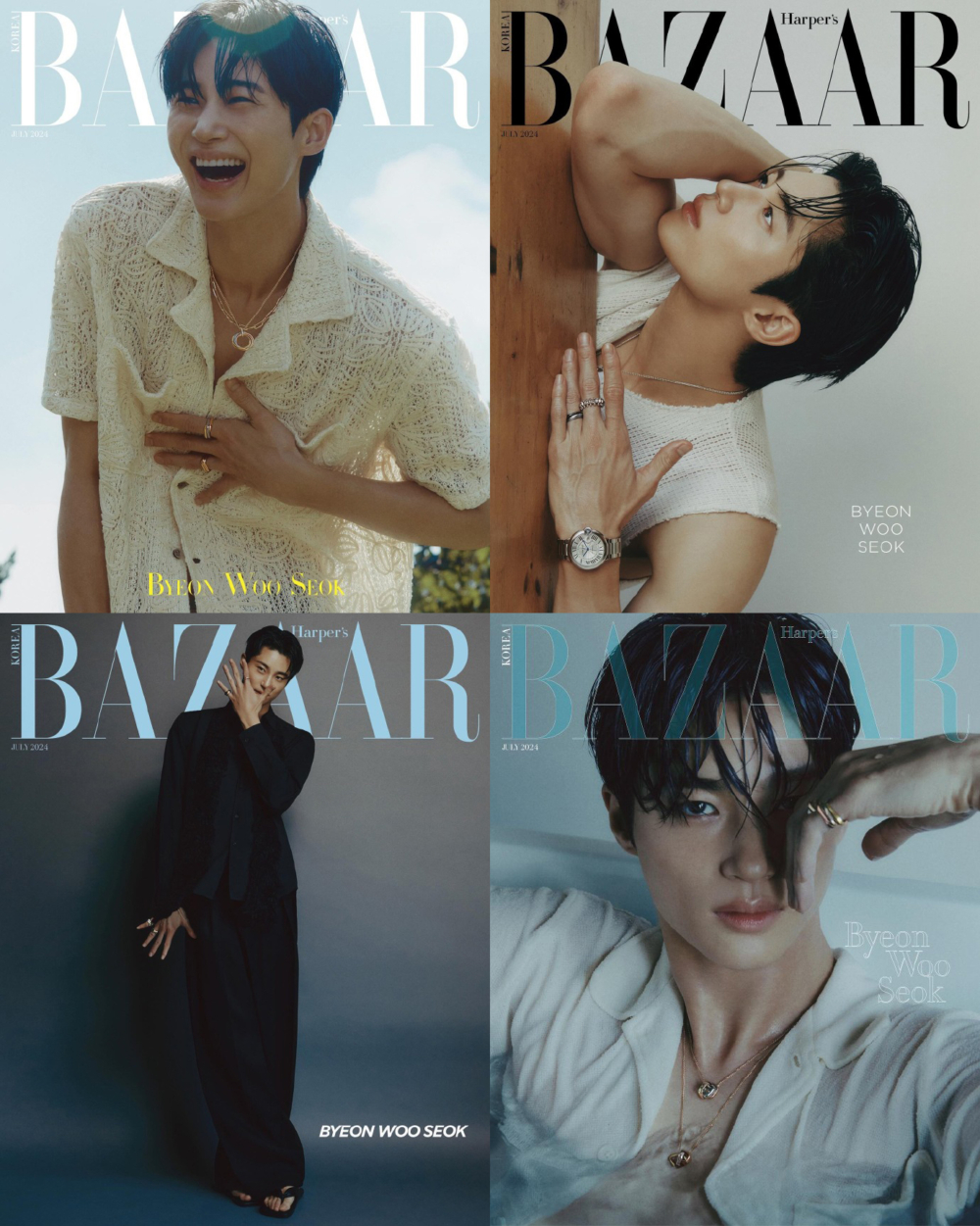 邊佑錫為韓國時尚雜誌〈BAZAAR Korea〉拍攝封面畫報