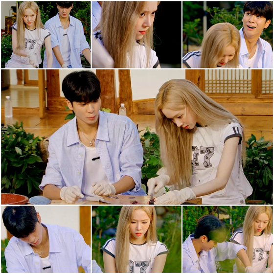 Winter與鄭東元一起處理食材