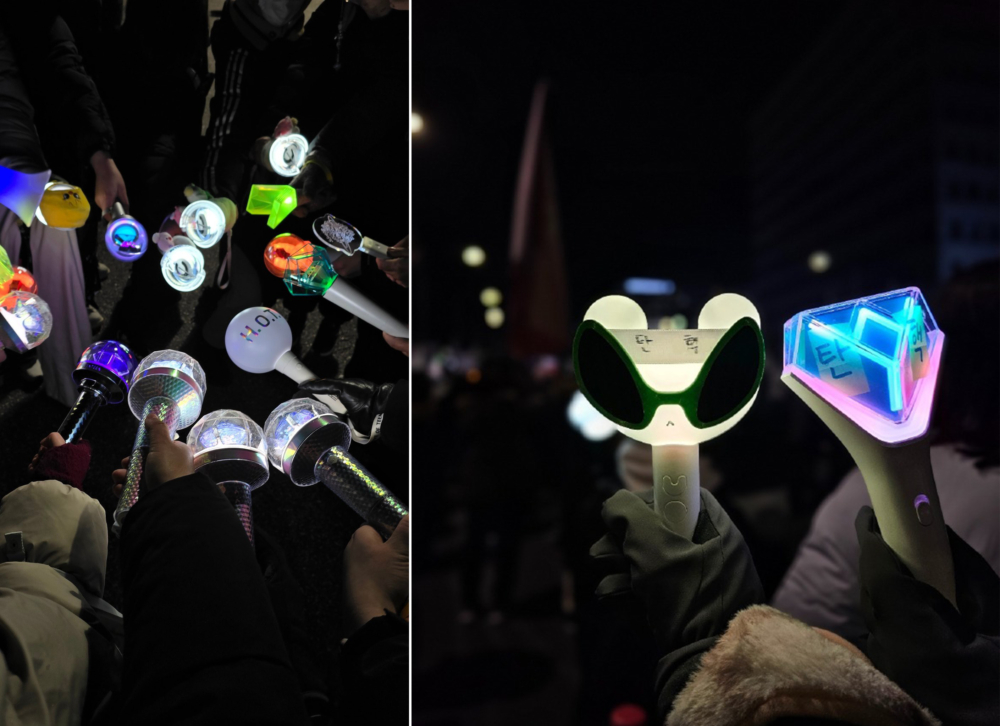 總統彈劾示威現場出現各家KPOP應援手燈