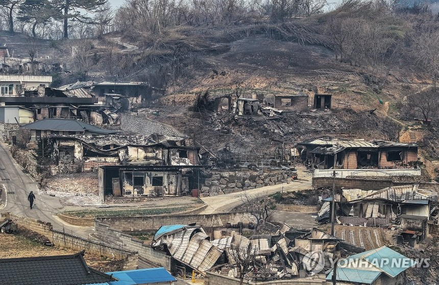 被森林大火燒成廢墟的村莊