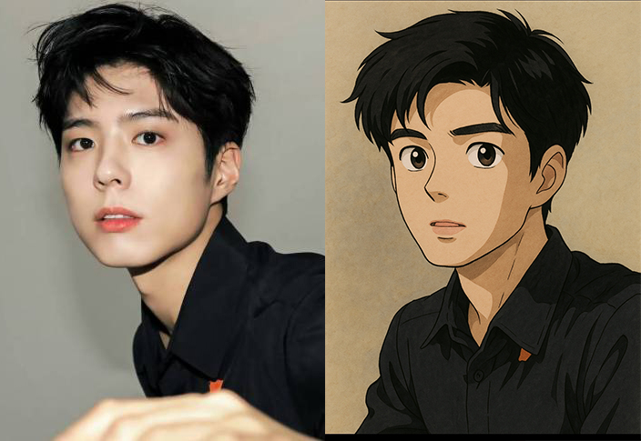 朴寶劍的照片被轉成吉卜力風時