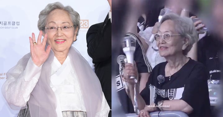 「國民奶奶」88歲金英玉驚喜現身愛豆演唱會,在台下揮舞手燈超投入!應援金孫周憲太暖啦♥
