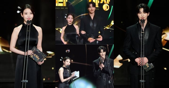 IU&邊佑錫首度同框太養眼！「穿全黑情侶裝」出席MBC大賞為新劇《21世紀大君夫人》宣傳