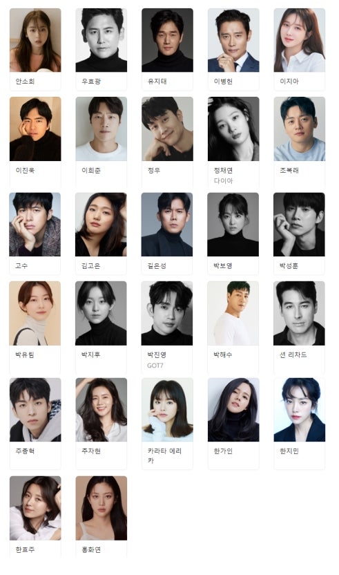 BH娛樂旗下演員陣容相當華麗，包括金高銀、朴寶英、李炳憲、韓志旼、韓孝周、朴珍榮等實力派演員