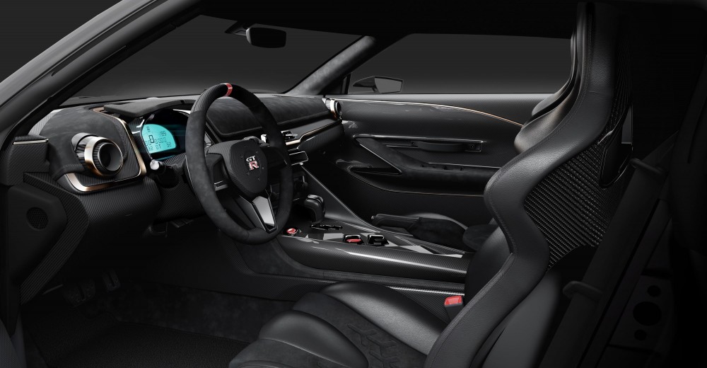 動力輸出方面,GT-R50 by Italdesign採用3.8升VR38DETT雙渦輪增壓V6引擎,最高可達到720匹馬力和79.5kgm的峰值扭力